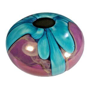 Nielsen's Extraordinary Pottery 7X5 Iridescent Signed 1993 Purple Gold Turquoise